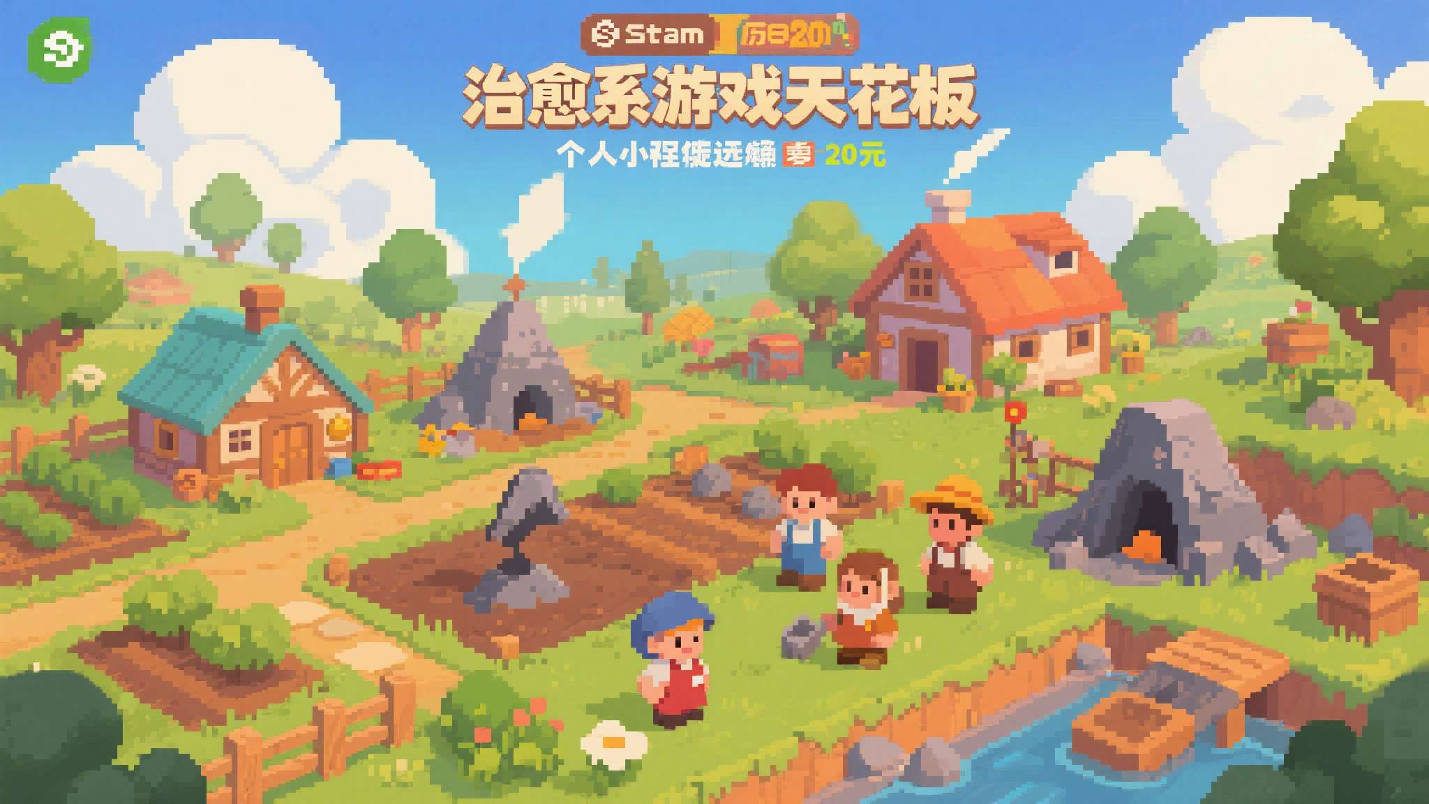 农场经营与像素风格完美结合的代表作，被誉为"治愈系游戏天花板"。一个人独立开发历